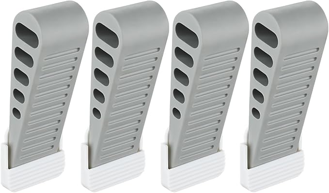 JQK Rubber Door Stopper Wedge, Grey 4 Pack Soft TPR Premium Door Stops for Bottom of Heavy Duty Door on Tile, Concrete, Carpet, Wooden Floor, DSB61-GY-P4-BubblyBeeBaby