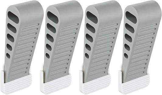 JQK Rubber Door Stopper Wedge, Grey 4 Pack Soft TPR Premium Door Stops for Bottom of Heavy Duty Door on Tile, Concrete, Carpet, Wooden Floor, DSB61-GY-P4-BubblyBeeBaby