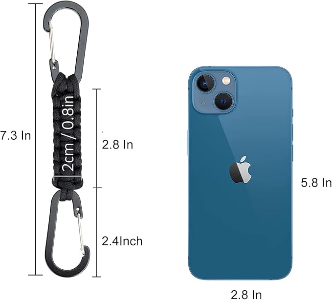 BRAVESHINE Paracord Keychain Carabiner Clip, D Ring Lanyard Hanger Stroller Hook for Water Bottle, Key, Backpacks, Men, Women-BubblyBeeBaby