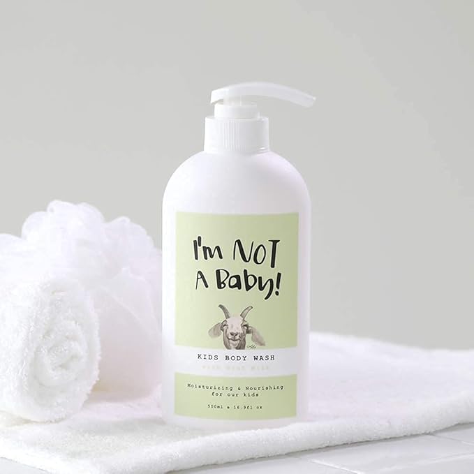 I'm NOT A Baby! Kids Body Wash– Dermatologist Tested, Allergen free, Cruelty-free, PETA, Gentle for Kids, Goat Milk, 16.9 Fl Oz-BubblyBeeBaby