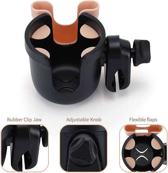 Accmor Stroller Cup Holder with Phone Holder, Bike Cup Holder, Universal Cup Holder for Uppababy Nuna Doona Strollers, 2-in-1 Cup Phone Holder for Stroller, Bike, Wheelchair, Walker, Scooter-BubblyBeeBaby
