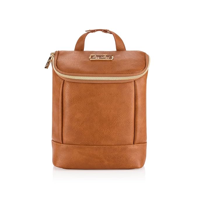 Itzy Ritzy Insulated Bottle Bag – Keeps Bottles Warm or Cool - Holds 3 Bottles & Features Interior Pocket for Ice Pack (Not Included), Cognac-BubblyBeeBaby