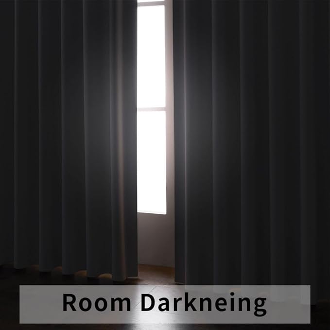 Joydeco Custom Blackout Curtains for Bedroom, 1 Panel Room Darkening Curtains & Drapes for Living Room Window Rod Pocket Back Tab (Custom Size,Greyish White)-BubblyBeeBaby