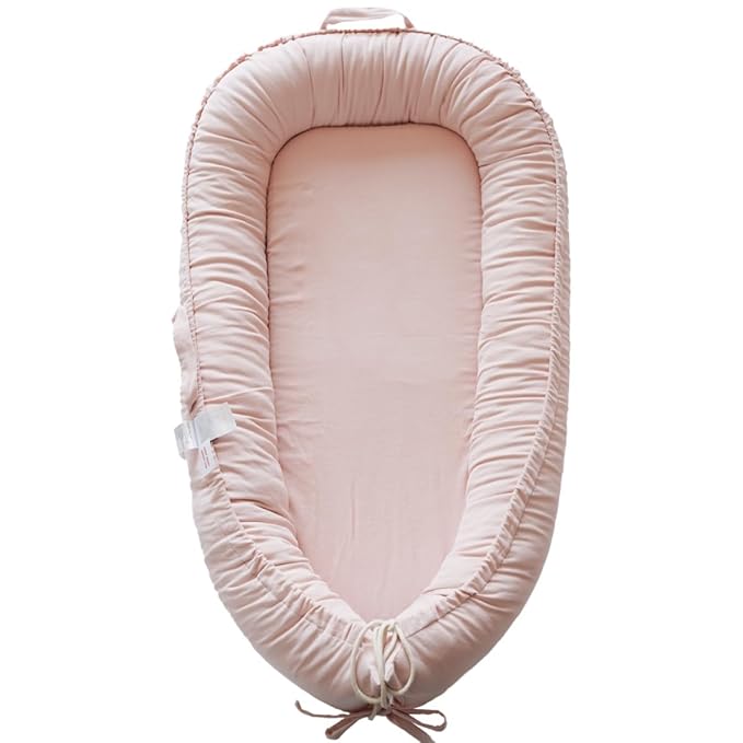 Infant Lounger, Baby Nest Cover for Baby Girls & Boys, Newborn Essentials for Baby 0-18+ Months, 100% Cotton Breathable (Mistyrose, Corduroy)-BubblyBeeBaby