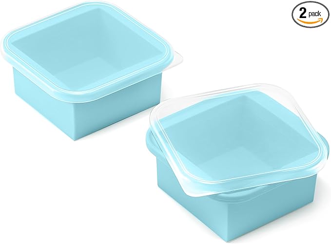 2-Cup Silicone Freezer Trays with Lids – Perfect for Meal Prep, Portion Control, and Easy Freezing-Meal Prep Container Molds for Soup,Leftovers (Aqua, 2 Pack)-BubblyBeeBaby