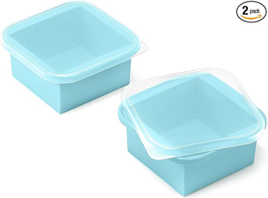 2-Cup Silicone Freezer Trays with Lids – Perfect for Meal Prep, Portion Control, and Easy Freezing-Meal Prep Container Molds for Soup,Leftovers (Aqua, 2 Pack)-BubblyBeeBaby