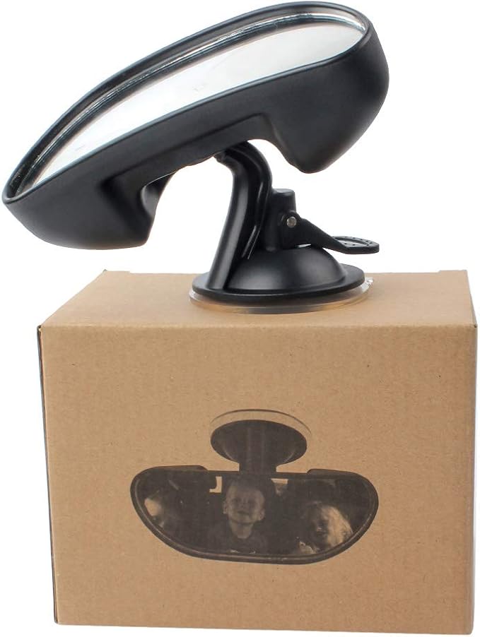 GES Rear View Mirror - 360 Degree Adjustable, Strengthen Suction Cup for Car - 5.9 x 2.2Inch - Black-BubblyBeeBaby