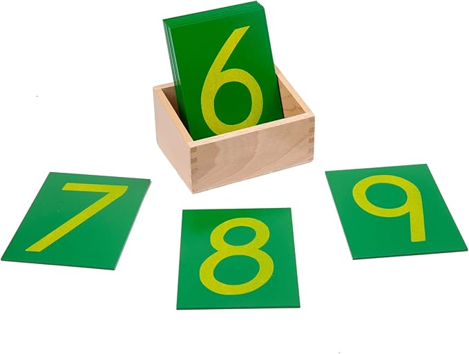 Adena Montessori Wooden Math Counting,Sandpaper Numbers with Box for Toddlers Kids,Early Development Math Material for Preschool Learning Education Toys,Sensory 0-9 Cards Montessori Flash Cards-BubblyBeeBaby