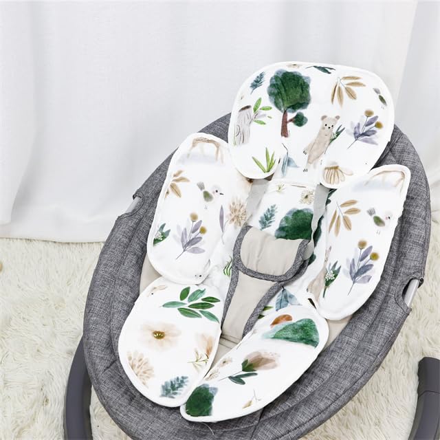 2 in 1 Infant Car Seat Insert, Car Seat Head Support Baby Girls Boys, Soft Newborn Carseat Insert Cushion, Perfect for Carseats, Strollers, Swings (White Animals)-BubblyBeeBaby