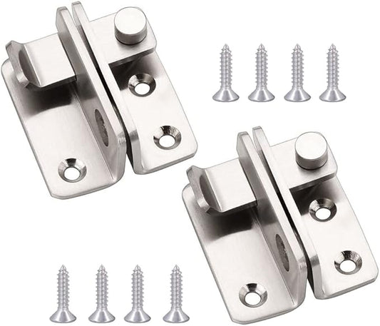 2 Pairs Slide Bolt Gate Latch Stainless Steel Brushed Finish Padlock Anti-Theft Hasp with Screws for Window Bedroom Bathroom Cabinet Mailbox Garden Pet Cage(UMK)-BubblyBeeBaby