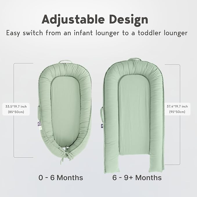 Infant Lounger, Baby Nest Cover for Baby Girls & Boys, Newborn Essentials for Baby 0-18 Months, 100% Cotton Breathable (Spring Green)-BubblyBeeBaby