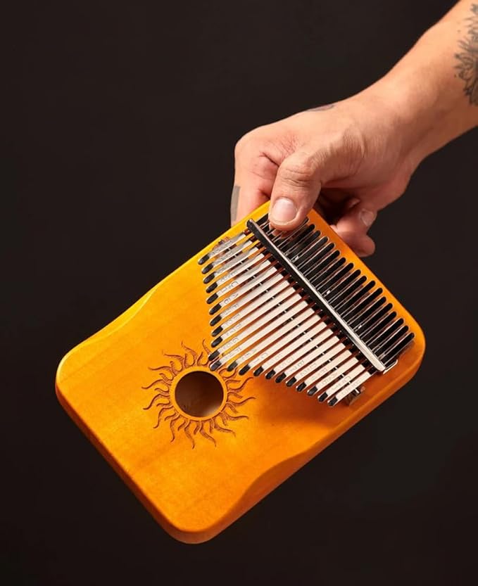 Kalimba Thumb Piano, 21 Keys, Musical Instruments Gift Set with Tune Hammer, Music Book, Carrying Bag-BubblyBeeBaby