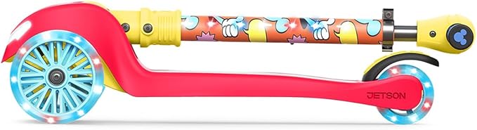 Jetson Character Kids Kick Scooter, LED Lights on Stem & Light-Up Wheels, Lightweight Frame, Height-Adjustable Handlebar, Lean-to-Steer System, Easy-Fold Mechanism-BubblyBeeBaby