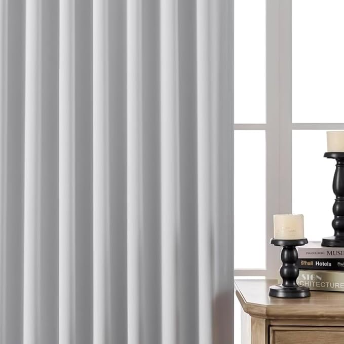 Joydeco 84 Inch 60% Blackout White Curtains 2 Panels,Elegant Soft Sheer Curtains for Bedroom,Thermal Insulated Black Out Drapes for Living Room,Rod Pocket Back Tab Drapes(W37 x L84 Inch,Greyish White)-BubblyBeeBaby