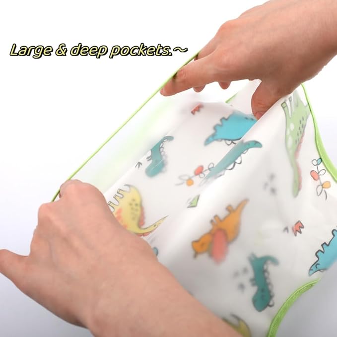 Baby bibs Waterproof Toddler bib - Feeding bib with Pocket for Infant Boy Girl Washable 6-36M-BubblyBeeBaby