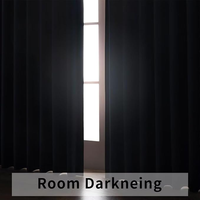 Joydeco 72 Inch Blackout Curtains for Bedroom, Thermal Insulated Black Out Curtains 2 Panels Set, Room Darkening Drapes for Living Room Window Rod Pocket Back Tab (W37 x L72 Inch, Navy Blue)-BubblyBeeBaby