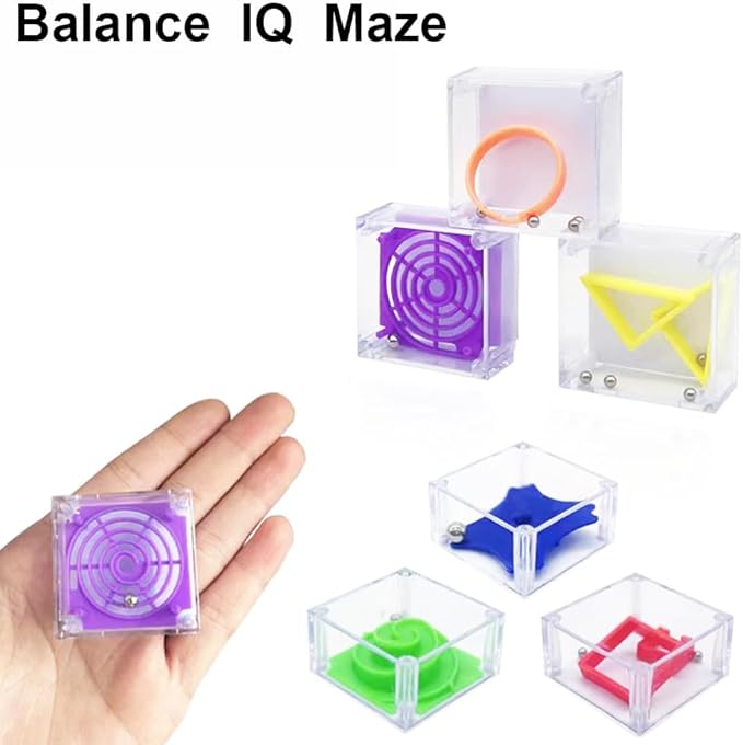 24 Pcs Balance IQ Maze Game，Mini Maze Cube Puzzle Box 3D Brain Maze Toy Puzzles Party Favor Games, Ideal Prizes Gifts for Kids and Adults-BubblyBeeBaby