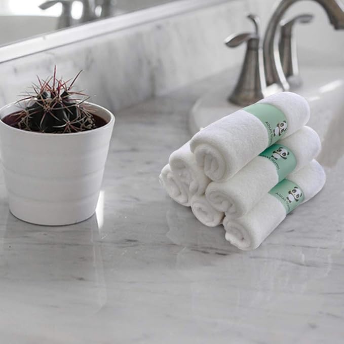 HIPHOP PANDA Baby Washcloths, Rayon Made from Bamboo - 2 Layer Ultra Soft Absorbent Newborn Bath Face Towel - Reusable Baby Wipes for Delicate Skin - Gray Stripe, 30 Pack-BubblyBeeBaby