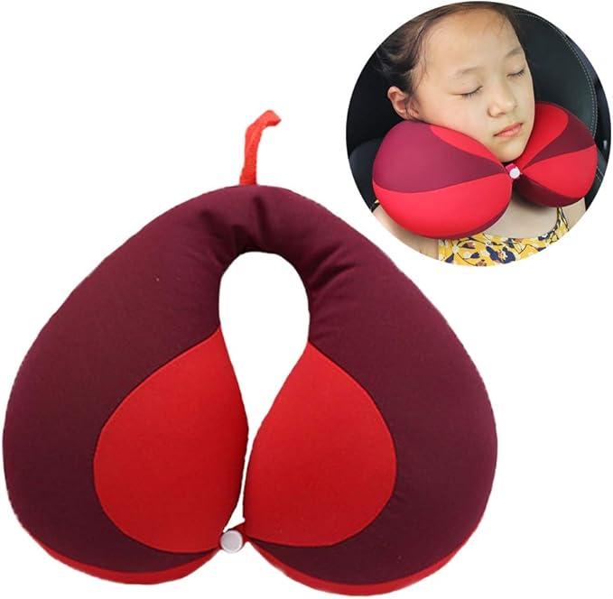 MOOB Travel Neck Pillow,Pillow for Baby Car Seat Comfortably Designed for Head, Neck, and Chin Support - Gifts for Toddler/Child/Kids,Yellow +Red-BubblyBeeBaby