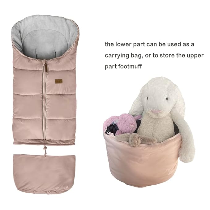 0-5T Length Extension Baby Universal Stroller Footmuff,Waterproof Durable Coral Fleece Stroller Bunting Bag,Stroller Bassinet Winter Blanket Cover Toddler,Pink-BubblyBeeBaby