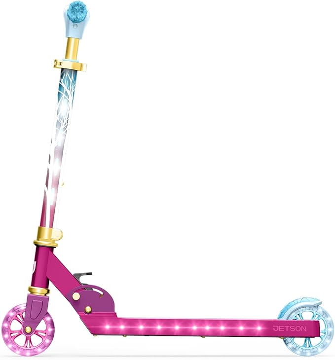 Jetson Character Kids Kick Scooter, LED Lights on Stem & Light-Up Wheels, Lightweight Frame, Height-Adjustable Handlebar, Lean-to-Steer System, Easy-Fold Mechanism-BubblyBeeBaby