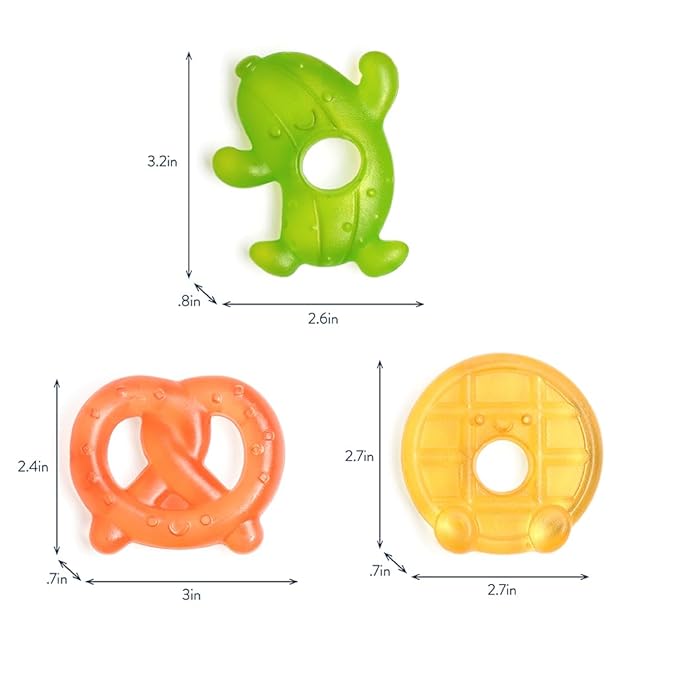 Itzy Ritzy Water-Filled Teethers - Cold Cutie Coolers Textured On Both Sides to Massage Sore Gums & Emerging Teeth - Can Be Chilled in Refrigerator, Set of 3 Silly Foods Teethers-BubblyBeeBaby