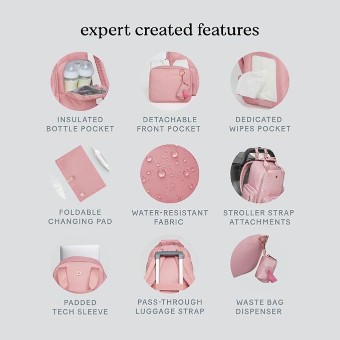 Huggies Signature Hug Pack Diaper Backpack, Bridal Rose, O/S-BubblyBeeBaby