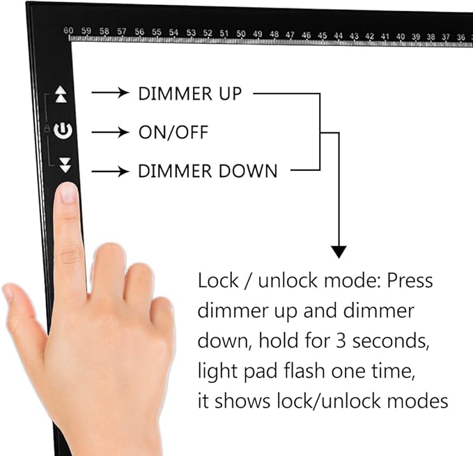 HSK A2 Artist tracing Light Box Copy Table 12V2A Adapter Dimmerable 5000 Lux Lock/Unlock Button Artcraft Light Pad for Tatto Drawing, Sketching, Animation,Diamond Painting-BubblyBeeBaby