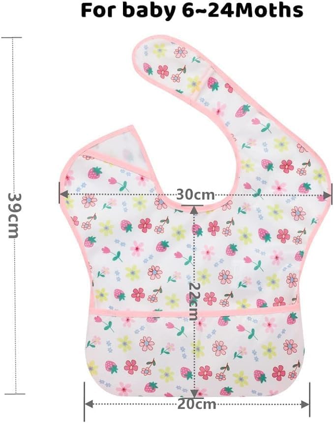 Baby bibs Waterproof Toddler bib - Feeding bib with Pocket for Infant Boy Girl Washable 6-36M-BubblyBeeBaby