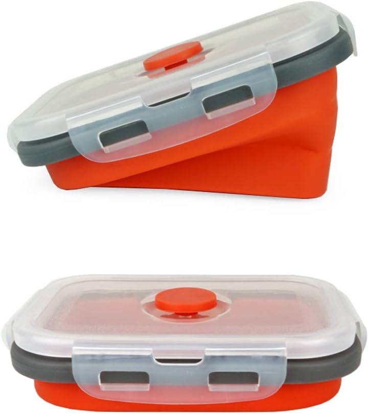 ECOmorning 3 Piece Silicone Food Storage Containers Collapsible Silicone Bowl with Airtight Silicone Lids, Collapsible Lunch Box - Microwave, & Freezer Safe, 350ML