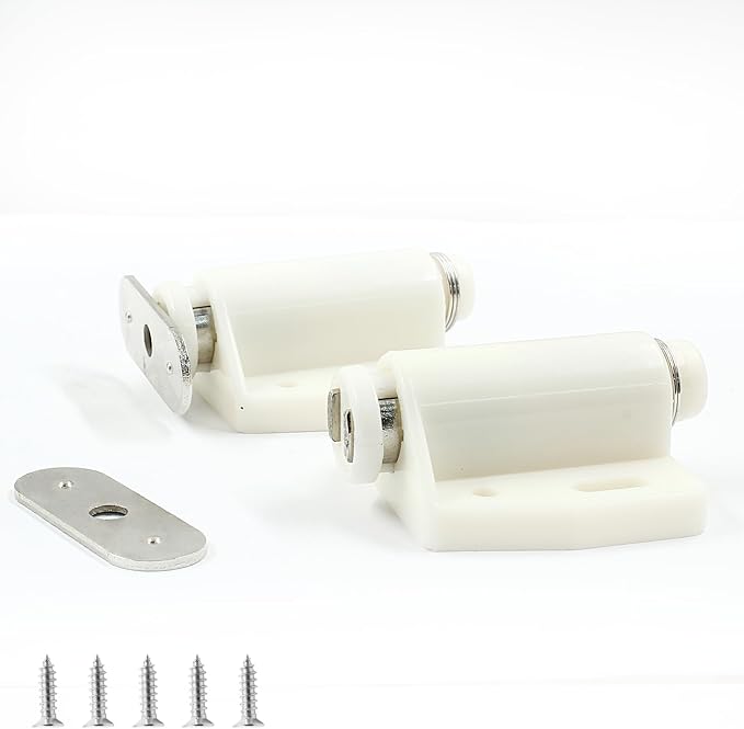 2 Pack Cabinet Magnetic Touch Latch, Push to Open Catches Magnet Push Release Latches Hardware for Kitchen Cabinet Drawer Cupboard Closet Door (White)-BubblyBeeBaby