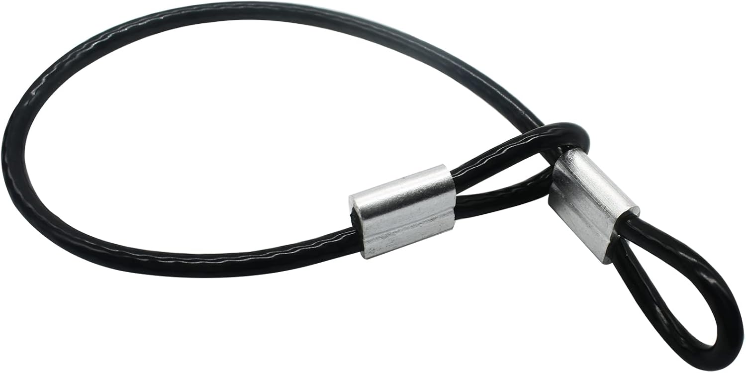 5 Pcs 5mm Wire 36 inch Vinyl Coated Stainless Steel Cable with Loops Short Wire Rope Lanyard Lock Security Chain Link for Outdoor Gates, Black(5mm x 36inch)