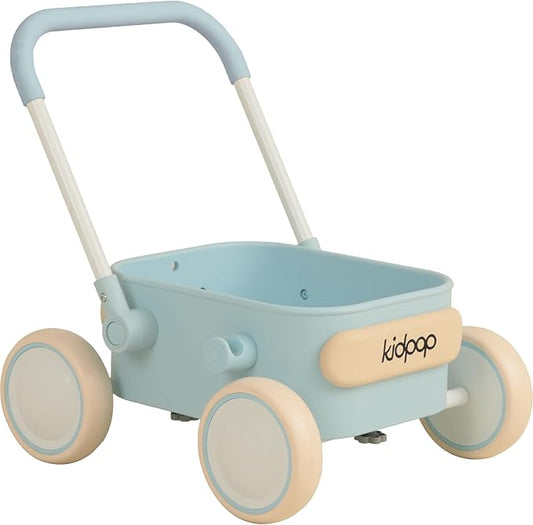 Kidpop PULA 2-in-1 Push and Pull-Along Wagon, Baby Push Walker for First Learner from 7 Month to 4 Year, One Year Birthday Gifts, Sturdy and Safe, Indoors and Outdoors (Blue)-BubblyBeeBaby