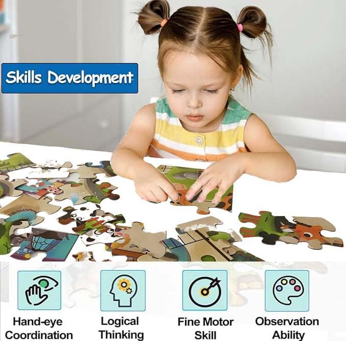 Jumbo Floor Puzzle for Kids, Large Jigsaw Puzzles 35 Piece for Kids Ages 3-5,Preschool Learning & Education Toys, Gifts for 4-8 Year Old Boys and Girls (Panda Animals)-BubblyBeeBaby