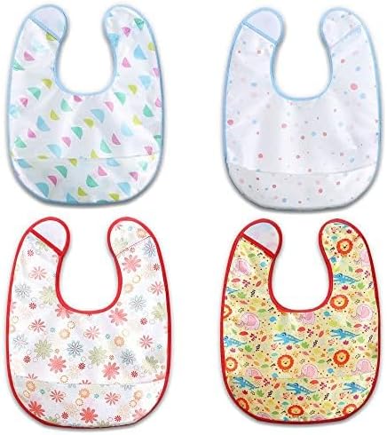 Baby bibs Waterproof Toddler bib - Feeding bib with Pocket for Infant Boy Girl Washable 6-36M-BubblyBeeBaby