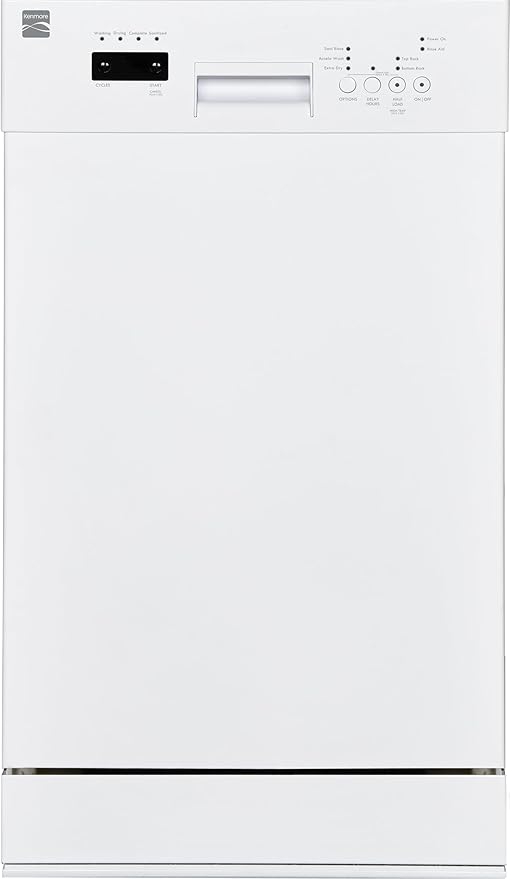 Kenmore 18" Built-in Stainless Steel Tub Dishwasher EasyFlex 3rd, SmartWash, UltraWash Plus, TurboDry, MoreSpace Adjustable Rack, Energy Star Certified, White-BubblyBeeBaby