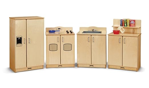 Jonti-Craft 2411JC Culinary Creations Play Kitchen, 35 x 80 x 15 inches, Natural Wood, 4 Piece Set-BubblyBeeBaby