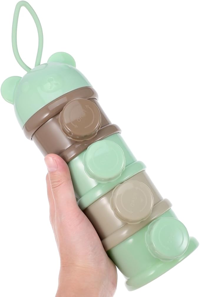 IMIKEYA Stackable Formula Dispenser - 4-Layer Milk Powder Container for Travel Light Green-BubblyBeeBaby