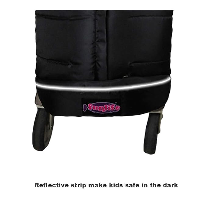 German Designed Universal Stroller Footmuff, 2 Way Zippers Style Easy for Baby in&Out, Length Extensible,Temperature Adjustable Footmuff Fits Baby Growth,Reflective Strips Around Bunting Bag-BubblyBeeBaby