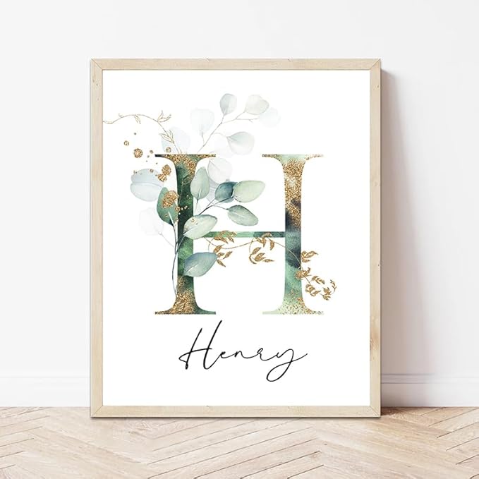 IZI POD Personalized Wooden Name Sign, Floral Monogram Nursery, Eucalyptus tree, Nursery Name Sign Boho Floral Pattern, Baby Name Sign, Wooden name signs for nursery, Wildflower Decor gift/16-BubblyBeeBaby