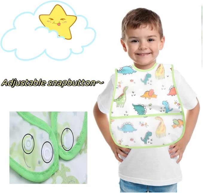 Baby bibs Waterproof Toddler bib - Feeding bib with Pocket for Infant Boy Girl Washable 6-36M-BubblyBeeBaby