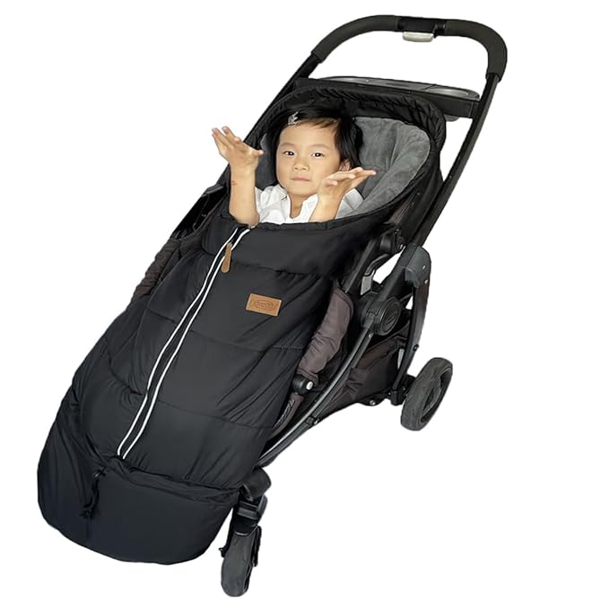 Length Ajustable Waterproof Stroller Winter Cover for All Stroller, Universal Stroller Winter Bunting Bag XL,Good for Infant to Y5 pre-School Kids-BubblyBeeBaby