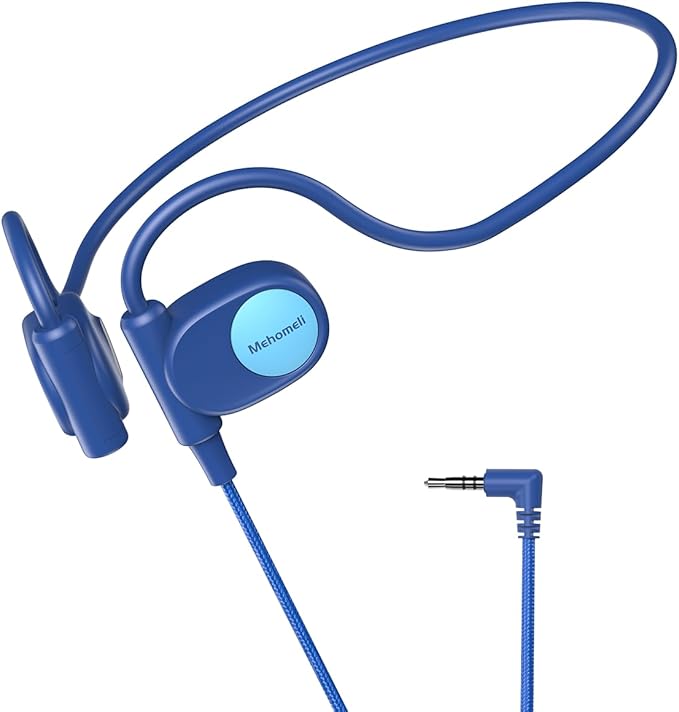 Kid Headphones for School, Air Conduction Open Ear Headphones, 3.5mm Jack Wired Cord, Ultra-Comfort, Ergonomic and Lightweight Design Perfect for School and Outdoor Activities-Blue-BubblyBeeBaby