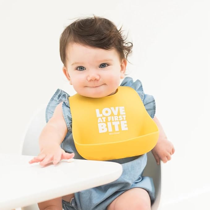 Baby Bib for Eating by Bella Tunno, Set of 2 Waterproof Silicone Bibs with Large Food Catcher, Adjustable Fit for Babies 4-12 months & Toddlers 1-3 Years, Boys & Girls, Food Critic & First Bite-BubblyBeeBaby
