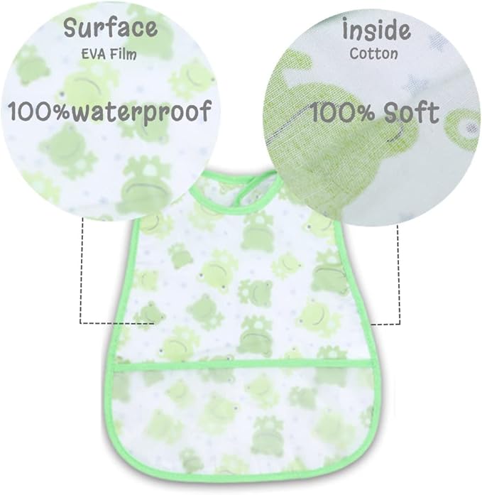 Baby bibs Waterproof Toddler bib - Feeding bib with Pocket for Infant Boy Girl Washable 6-36M-BubblyBeeBaby