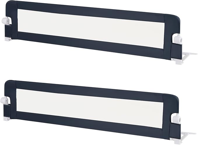 HONEY JOY Bed Rail for Toddlers, Extra Long, Foldable Portable Swing Down Safety Bed Guard Rail, Toddler Bed Rails for Crib, King Queen Full Twin Size Bed Mattress (Gray, 2 Pack, 71 Inch)-BubblyBeeBaby