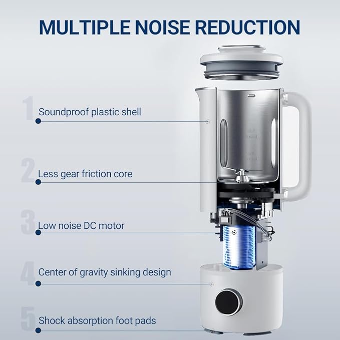 Joydeem JD-PB8200 Compact Blender with 10 Menus, Quiet Cooking Blender for Soymilk, Paste & Juice, 304 Stainless Steel, 12H Preset, 600ml-BubblyBeeBaby