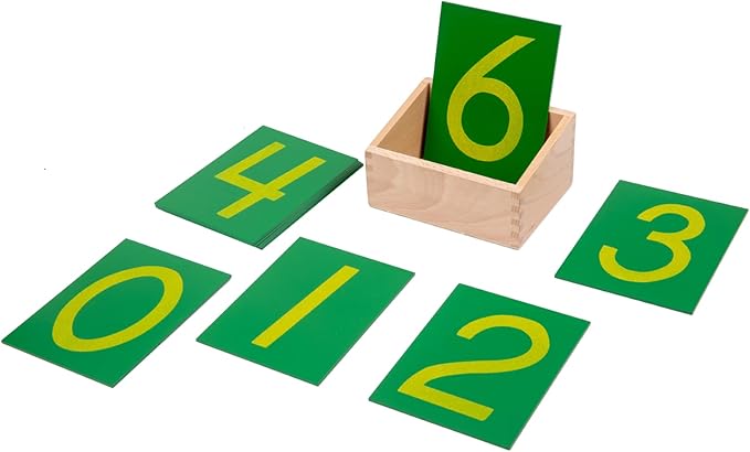 Adena Montessori Wooden Math Counting,Sandpaper Numbers with Box for Toddlers Kids,Early Development Math Material for Preschool Learning Education Toys,Sensory 0-9 Cards Montessori Flash Cards-BubblyBeeBaby