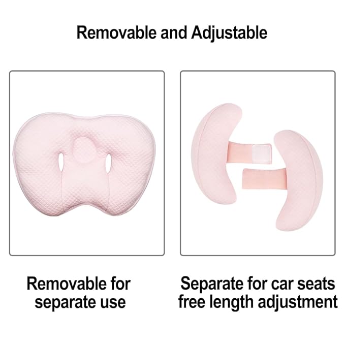 2 in 1 Baby Support Pillow, Banana Shape Baby Neck Head Travel Pillow Stroller Insert Cushion for Kids, Toddler, Pink-BubblyBeeBaby