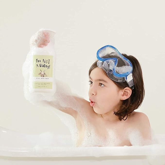 I'm NOT A Baby! Kids Body Wash– Dermatologist Tested, Allergen free, Cruelty-free, PETA, Gentle for Kids, Goat Milk, 10 Fl Oz-BubblyBeeBaby